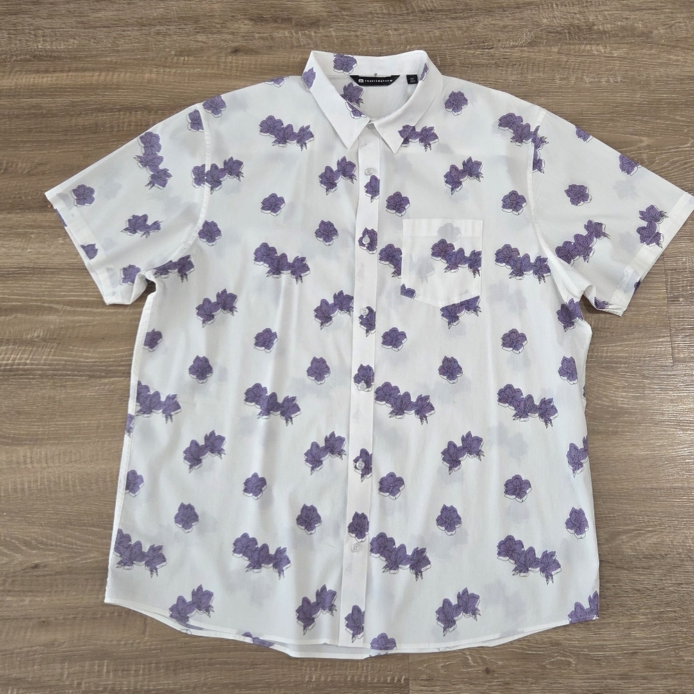 Travis Mathew Men's Pre-owned Floral Short Sleeve Button-Up Shirt Size XXL